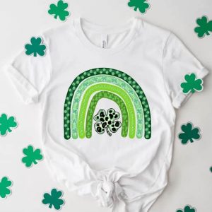 Shamrock Leopard Rainbow St Patricks Day T Shirt 1