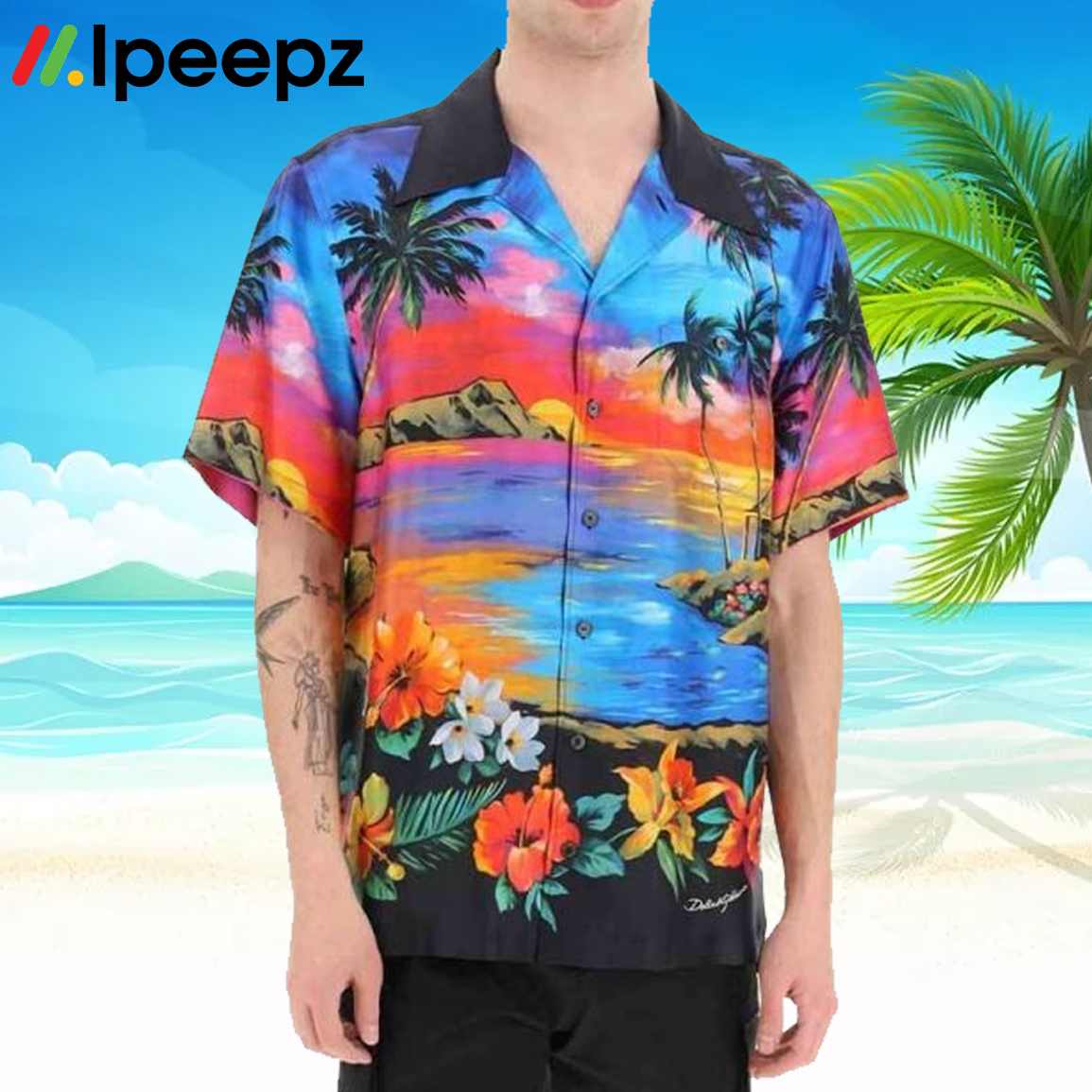 Eletees Luke Bryan Aloha Orange Sunset Hawaiian Shirt American Idol