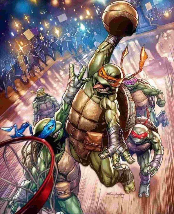 Ninja Turtles Air Mikey Nba Poster Canvas