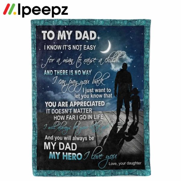 To My Dad Papa Pop Daddy From Daughter Quilt Fleece Blanket