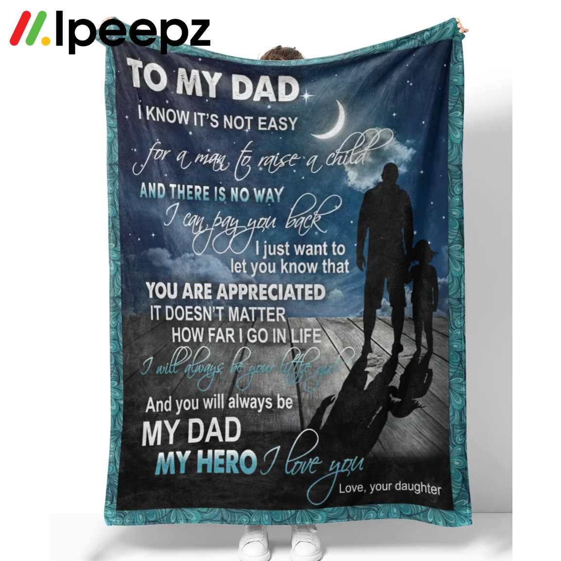 Fathers Day Gifts To My Dad Papa Pop Daddy From Daughter Quilt Fleece Blanket