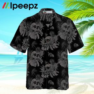 Seamless Gothic Skull With Butterfly Goth Men Hawaiian Shirt 1