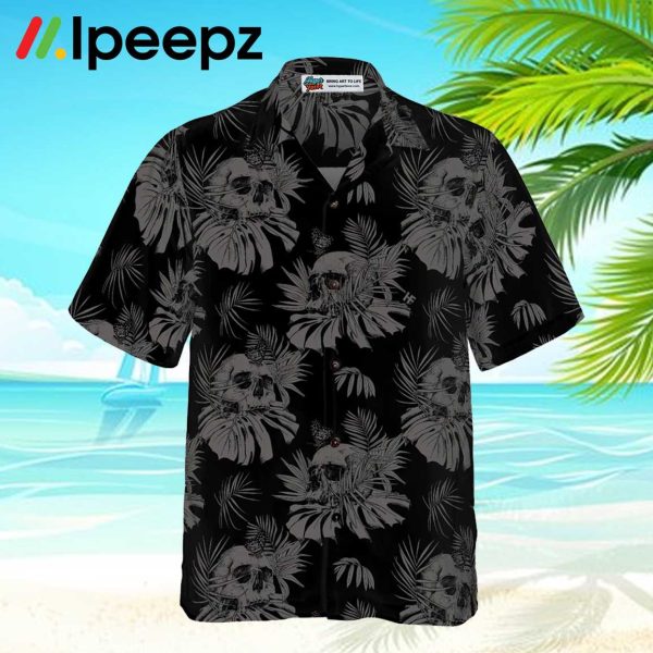 Seamless Gothic Skull With Butterfly Goth Men Hawaiian Shirt