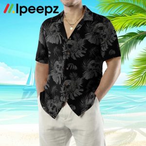 Seamless Gothic Skull With Butterfly Goth Men Hawaiian Shirt 3