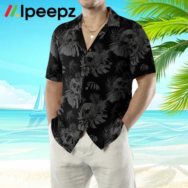 Seamless Gothic Skull With Butterfly Goth Men Hawaiian Shirt