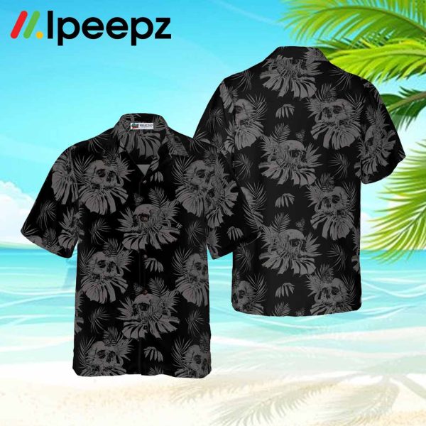 Seamless Gothic Skull With Butterfly Goth Men Hawaiian Shirt