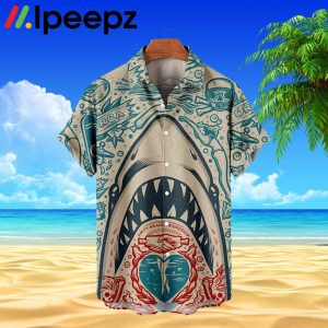 Great White Shark Pattern Mens Short Sleeve Top Hawaiian Shirt