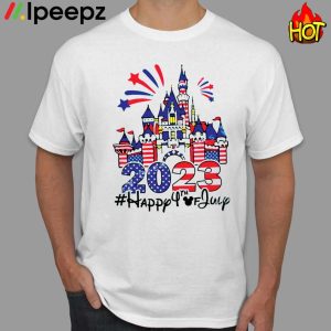 Happy 4th of July American Flag Disney Castle Family Shirt 2023 1