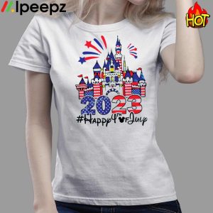 Happy 4th of July American Flag Disney Castle Family Shirt 2023 4