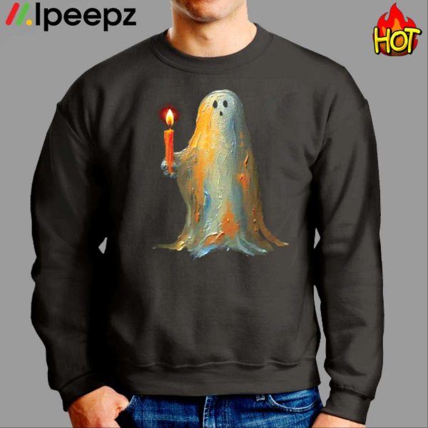 Ghost Holding A Candle Print Shirt