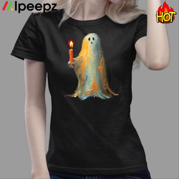 Ghost Holding A Candle Print Shirt