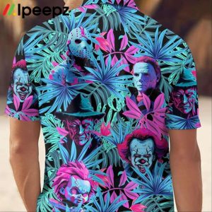 Horror Characters Print Halloween Hawaiian Shirt