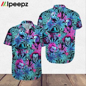 Horror Characters Print Halloween Hawaiian Shirt