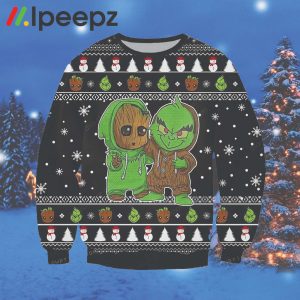 Groot And Grinch Funny Knitting Pattern For Christmas Ugly Sweater