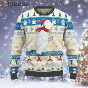 Polar Bear Ice Skiing Ugly Sweater Party