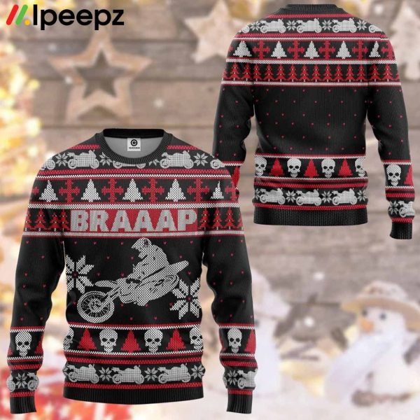 3D Braaap Dirt Gray Bike Ugly Sweater Best Gift For Christmas