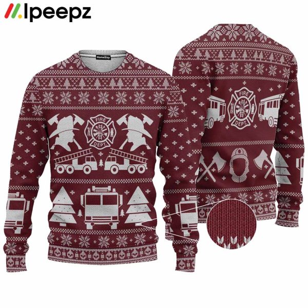 3D Fire Dept Firefighter Ugly Sweater