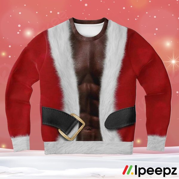 African Black Santa With Muscle Christmas Ugly Sweater