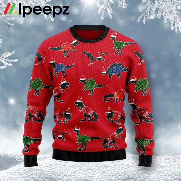 Amazing Dinosaurs Christmas Red Funny Family Ugly Sweater