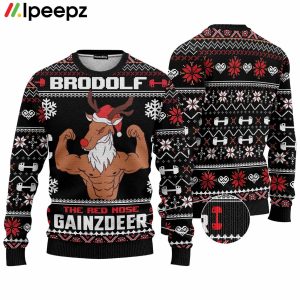 Animal Brodolf The Red Nose Gainzdeer Gym Ugly Christmas Sweater