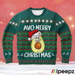 Avo Merry Christmas Green Avocado Ugly Sweater