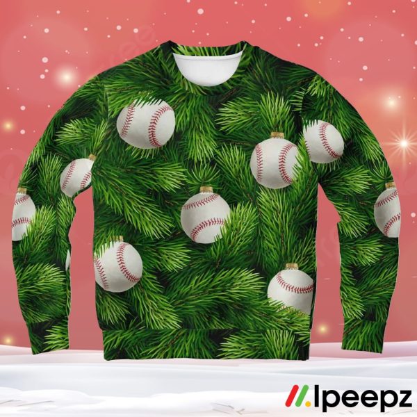 Baseball Tree Ugly Christmas Sweater