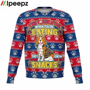 Beagle They Know When You Have Snacks Christmas Ugly Sweater