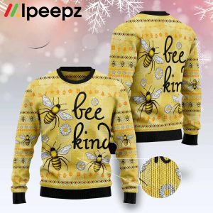 Bee Kind Yellow Funny Family Ugly Christmas Sweater