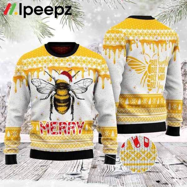 Bee Merry Funny Family Ugly Christmas Sweater