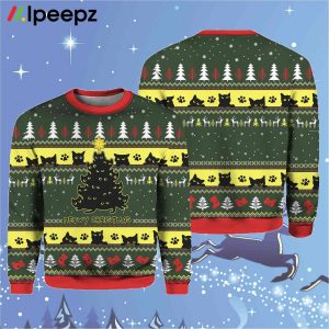 Black Cat Christmas Tree Christmas Sweater