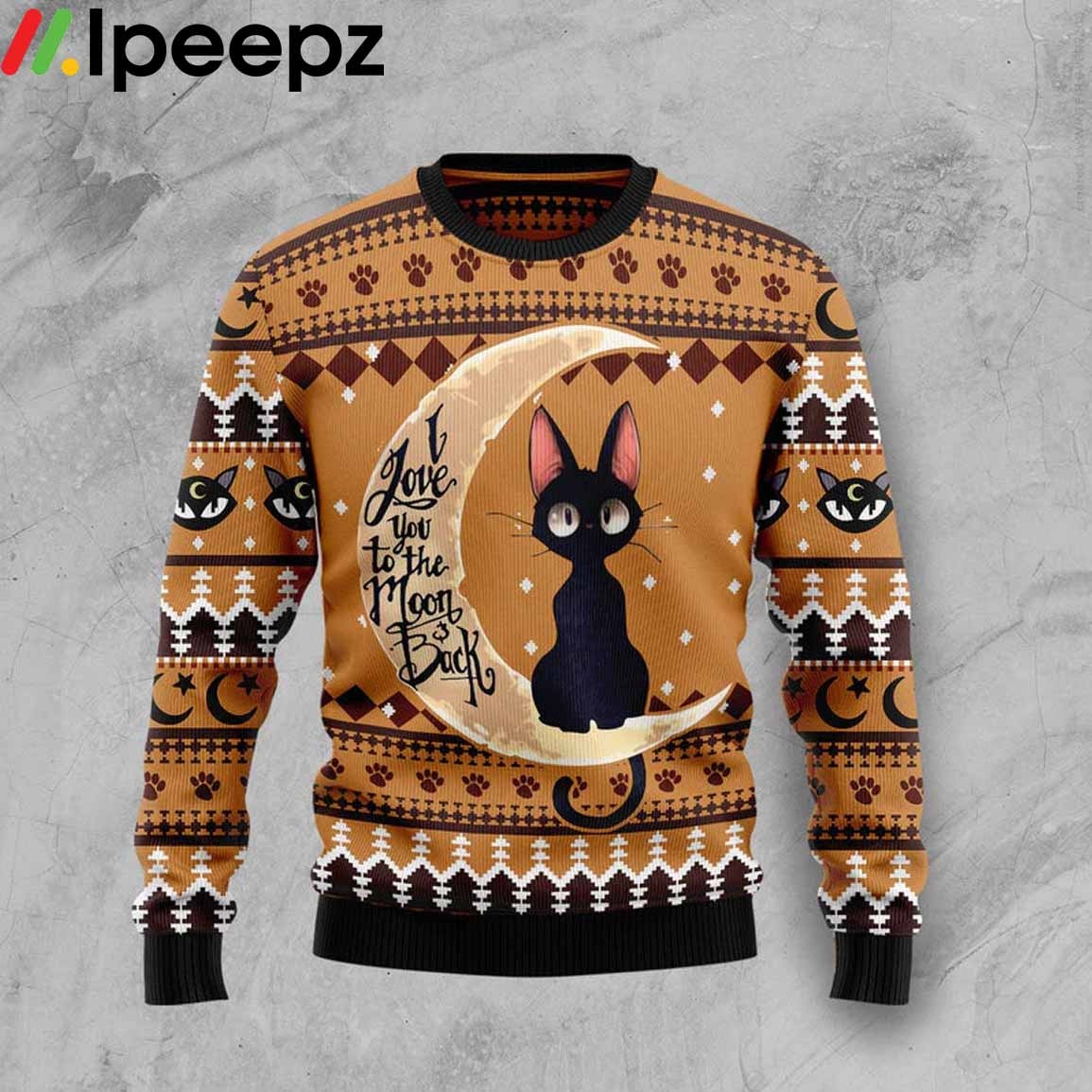 Black Cat Moon And Back Ugly Christmas Sweater