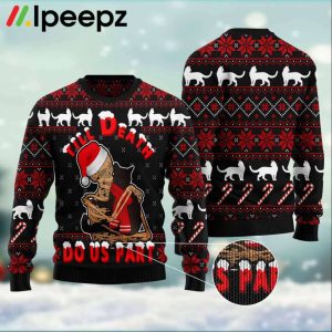 Black Cat Till Death Do Us Part Funny Family Christmas Holiday Ugly Sweater