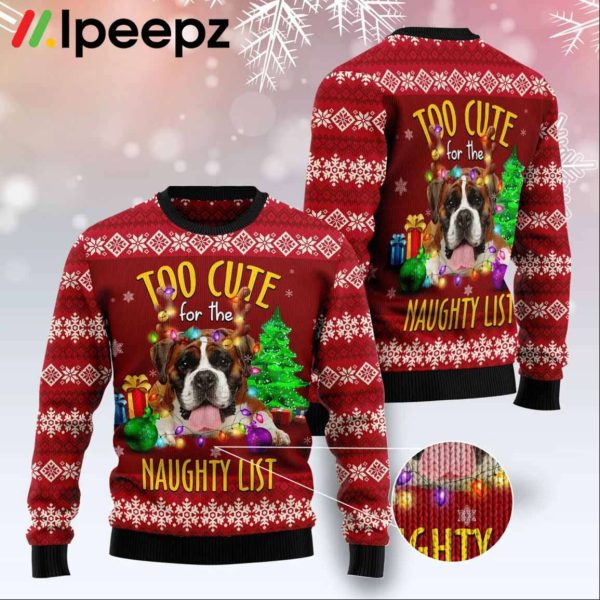 Boxer Too Cute Funny Family Christmas Ugly Sweater