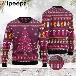 Breast Cancer Christmas Tree Funny Ugly Christmas Sweater