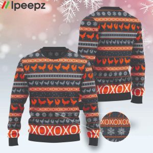 Chicken Merry Christmas Funny Family Orange Black Ugly Sweater