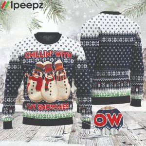 Chillin With My Snowmies Funny Christmas Blue Ugly Sweater