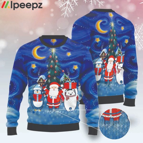 Christmas Card Polar Bear Santa Penguin Funny Ugly Sweater
