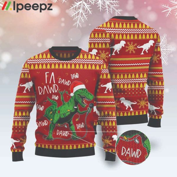 Christmas Singing Dinosaur Ugly Sweater