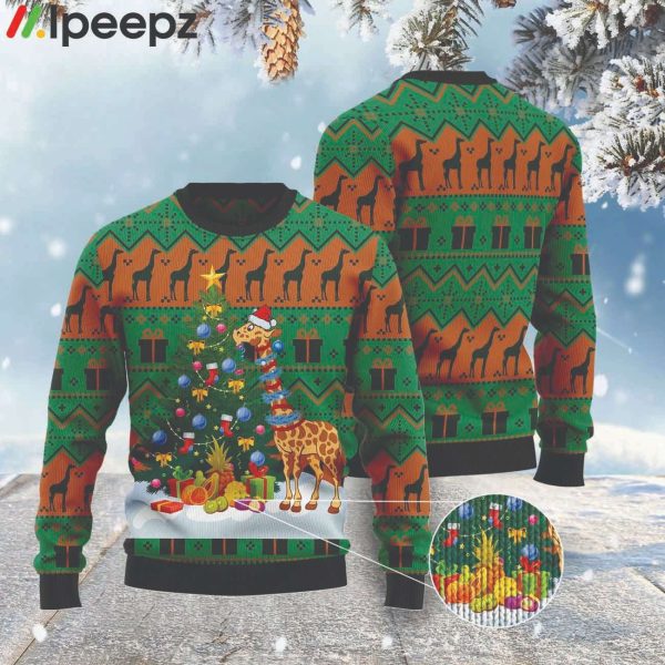 Christmas Tree Giraffe Ugly Sweater