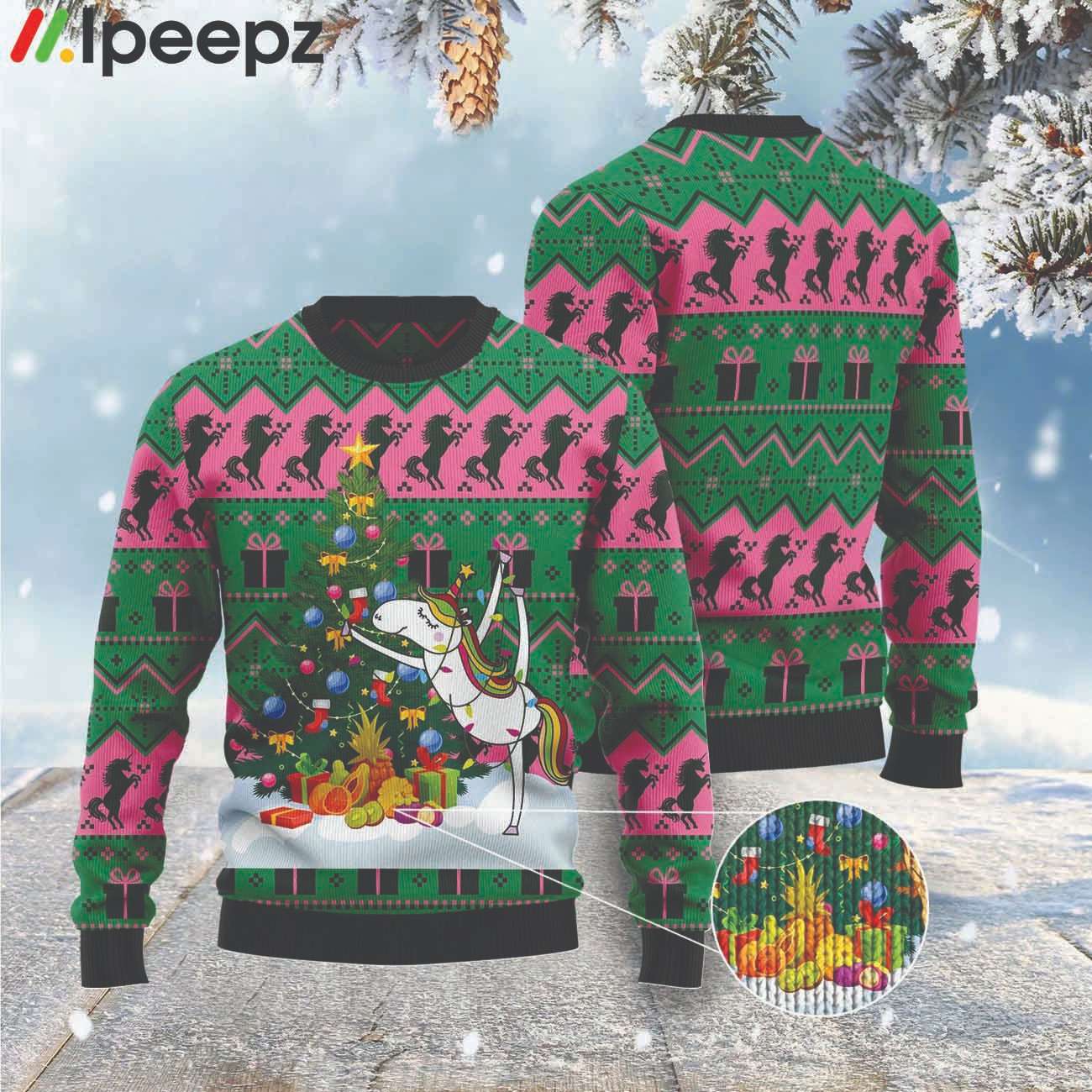 Christmas Tree Unicorn Ugly Sweater