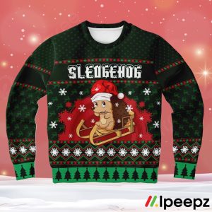 Cute Sledgehog Wears A Noel Hat Ugly Christmas Sweater