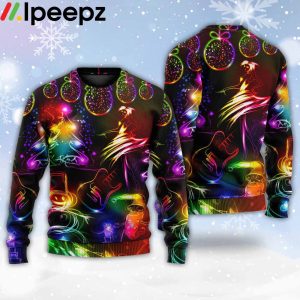 Dancing Santa Claus Tree Snow Man Neon Light Style Ugly Christmas Sweater