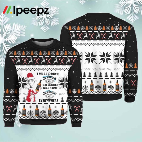 Dr Seuss I Will Drink Jack Daniels Here Or There Ugly Sweater