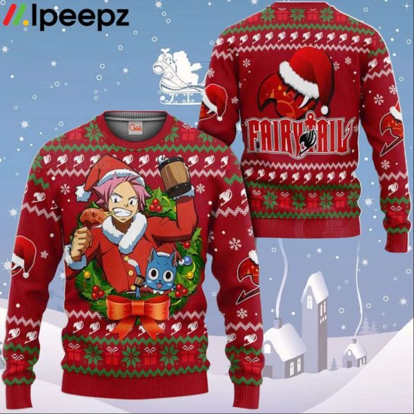 Fairy Tail Natsu Dragneel Ugly Christmas Sweater Anime Xmas