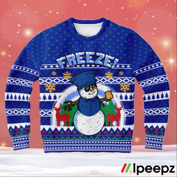 Freeze Snowman Ugly Christmas Sweater