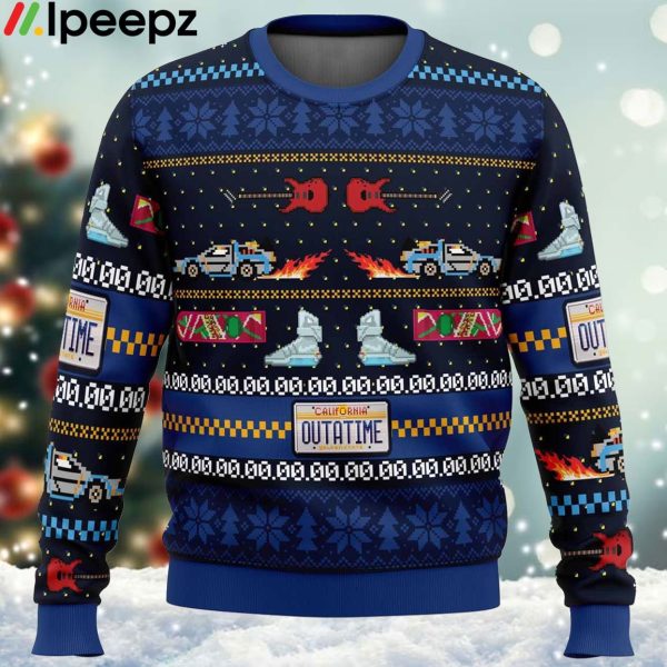 Get Back in Time For Christmas Back to the Future Ugly Christmas Sweater