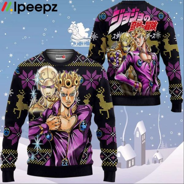 Giorno Giovanna Ugly Christmas Sweater Custom Anime JJBA Xmas Gifts
