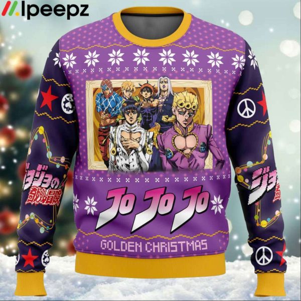 Golden Christmas Jojos Bizarre Adventure Ugly Christmas Sweater