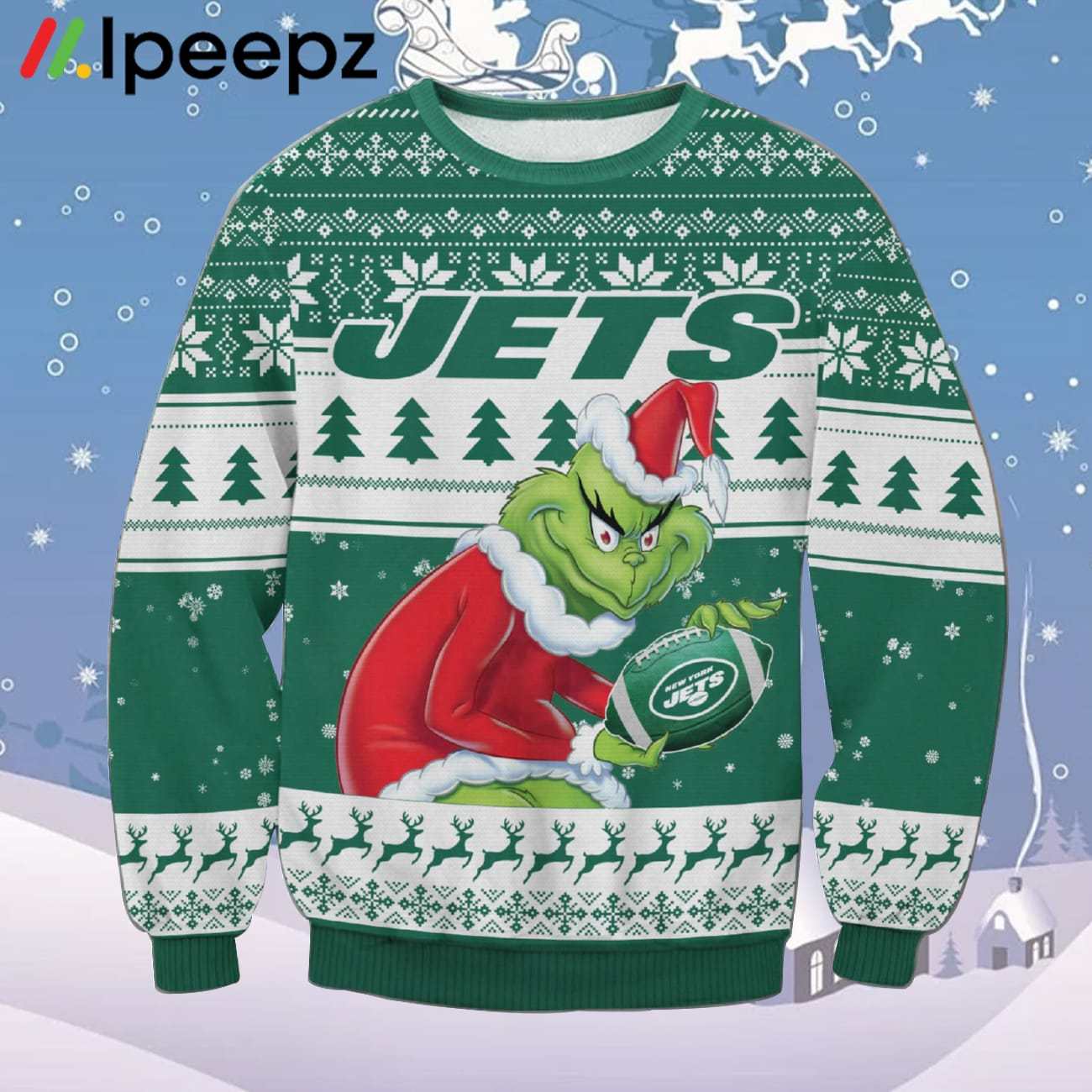 Grnch Jets Christmas Sweater