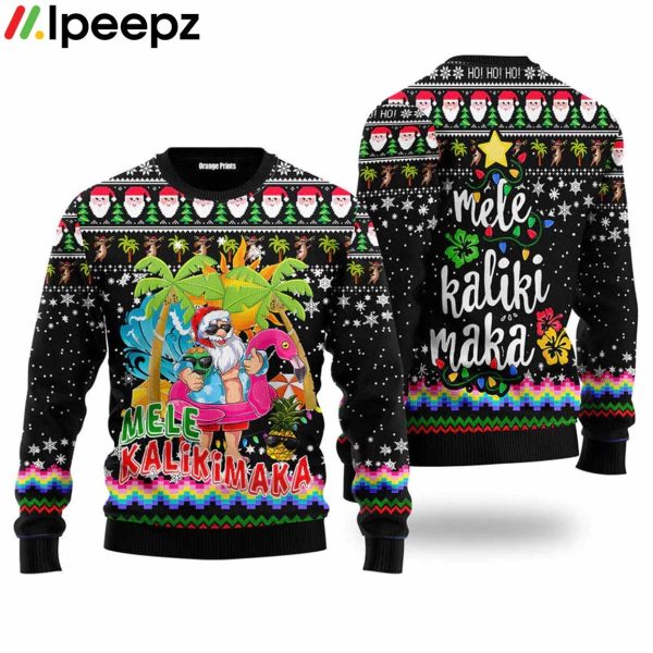 Hawaiian Santa Claus Mele Kalikimaka Ugly Christmas Sweater